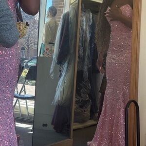 Pink Sequin Strapless Gown